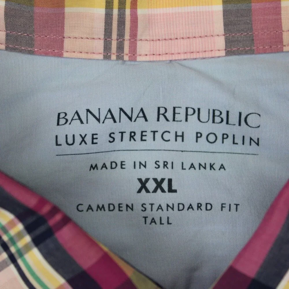Banana Republic‎ Shirt Mens 2XL XXL Luxe Stretch Poplin Camden Standard Fit L/S